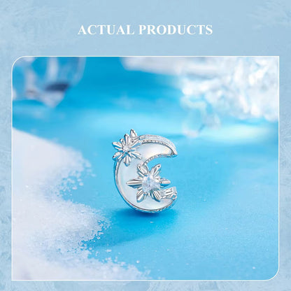 Sterling 925 Silver Snowy moon Charm