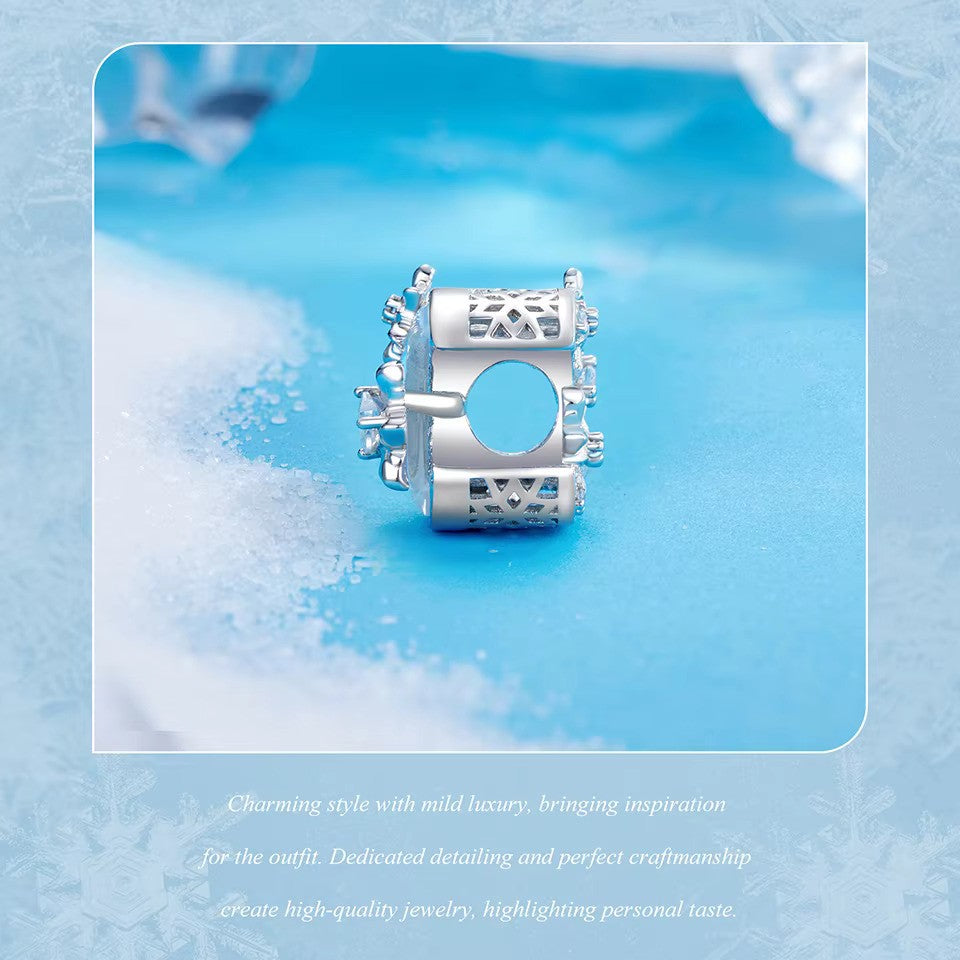 Sterling 925 Silver Snowy moon Charm