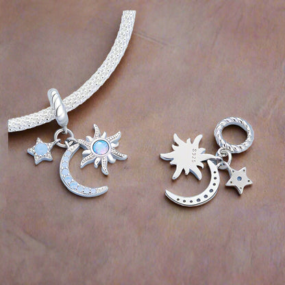 Sun, Moon and Stars Charm aus 925 Sterling Silber, Pandora kompatibel