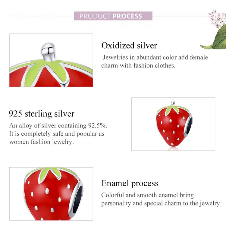 Sterling 925 silver Strawberry Charm