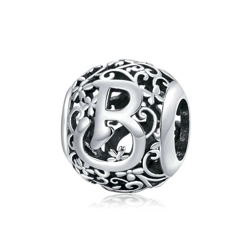 Charm-Anhänger mit Initialen AZ im Vintage-Stil aus 925er Sterlingsilber