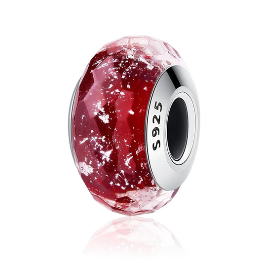 Sterling 925 silver January Murano Glass Red Color Charm