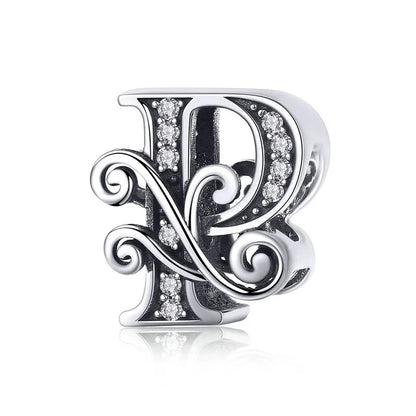 Sterling 925 Silber Initialen Charm Vintage Stil