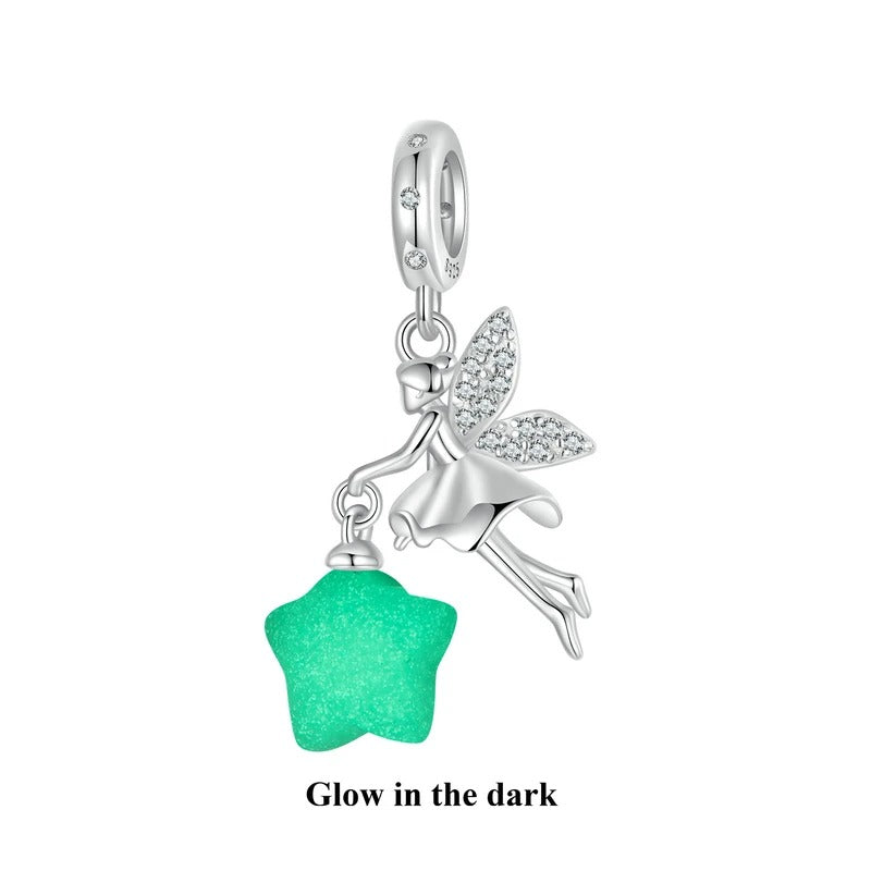 Sterling 925 Silver Magical fairy Charm with a glow in dark star