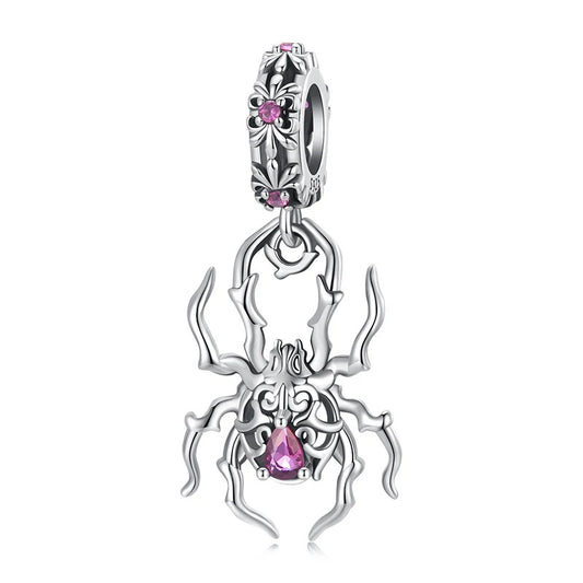 Sterling 925 Silver Spider with Purple Heart Charm