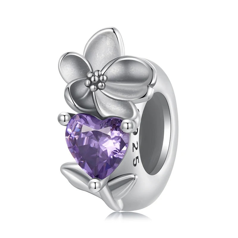 Sterling 925 Silber Februar Lila Violett Geburtsstein