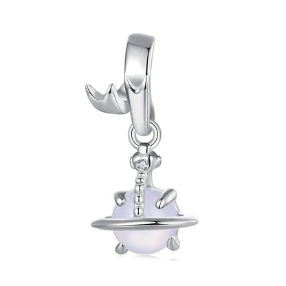 Sterling 925 Silber Lila Planet Spacer Charme