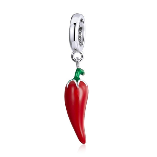 Charm-Anhänger Rote Chilischote aus Sterlingsilber 925