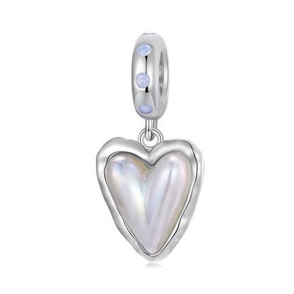 Sterling 925 Silver Vintage Pearl Heart Charm