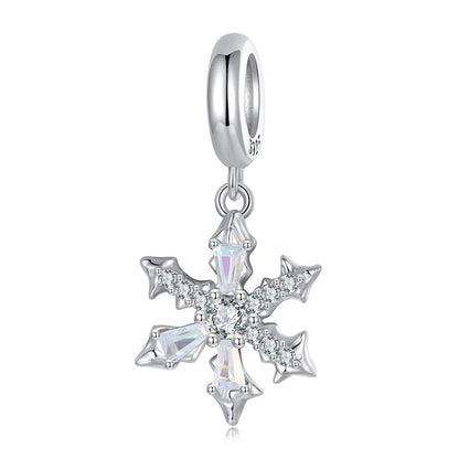 Sterling 925 Silber Schneeflocke Charme