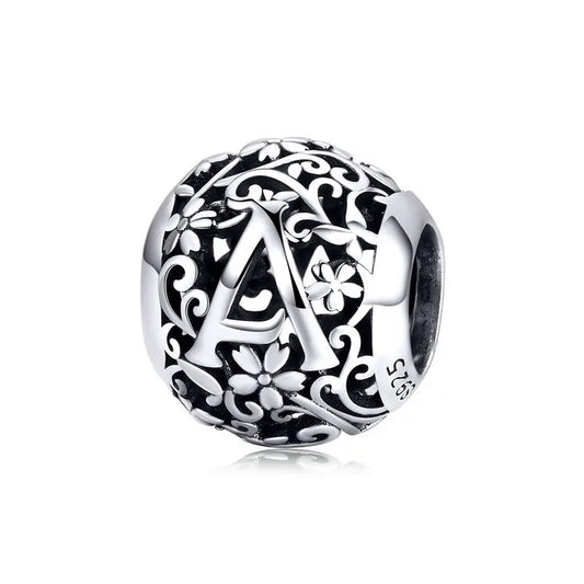 Charm-Anhänger mit Initialen AZ im Vintage-Stil aus 925er Sterlingsilber