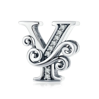 Sterling 925 Silver initials charm vintage Style