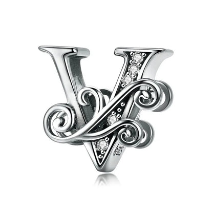 Sterling 925 Silver initials charm vintage Style