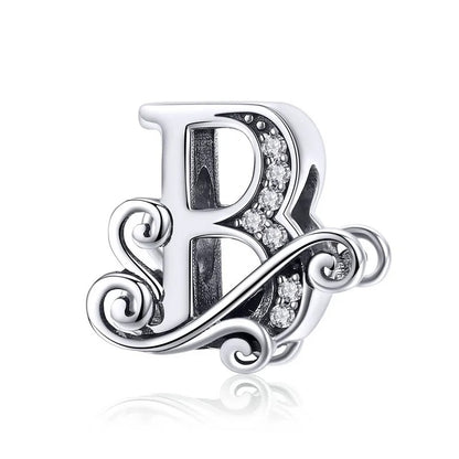 Sterling 925 Silver initials charm vintage Style