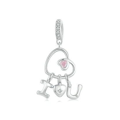 Sterling 925 Silber Ich liebe dich Anhänger Charm