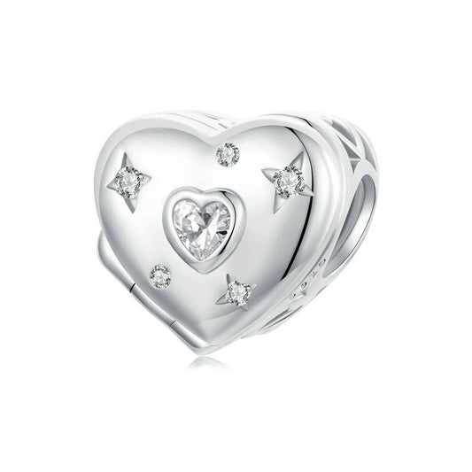 Sterling 925 silver Heart shaped proposal box locket charm