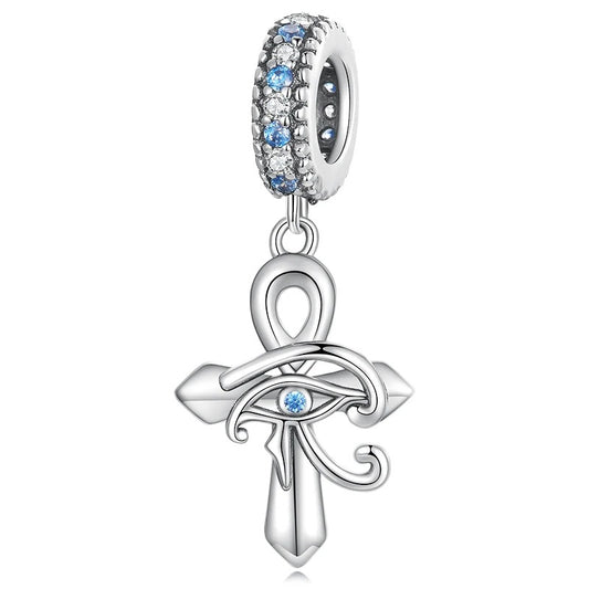 Sterling 925 silver Egyptian Horus eye in Key of life Charm