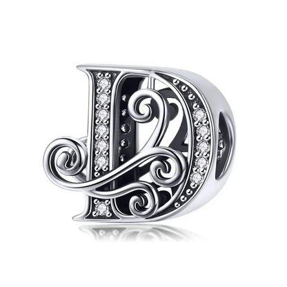 Sterling 925 Silver initials charm vintage Style