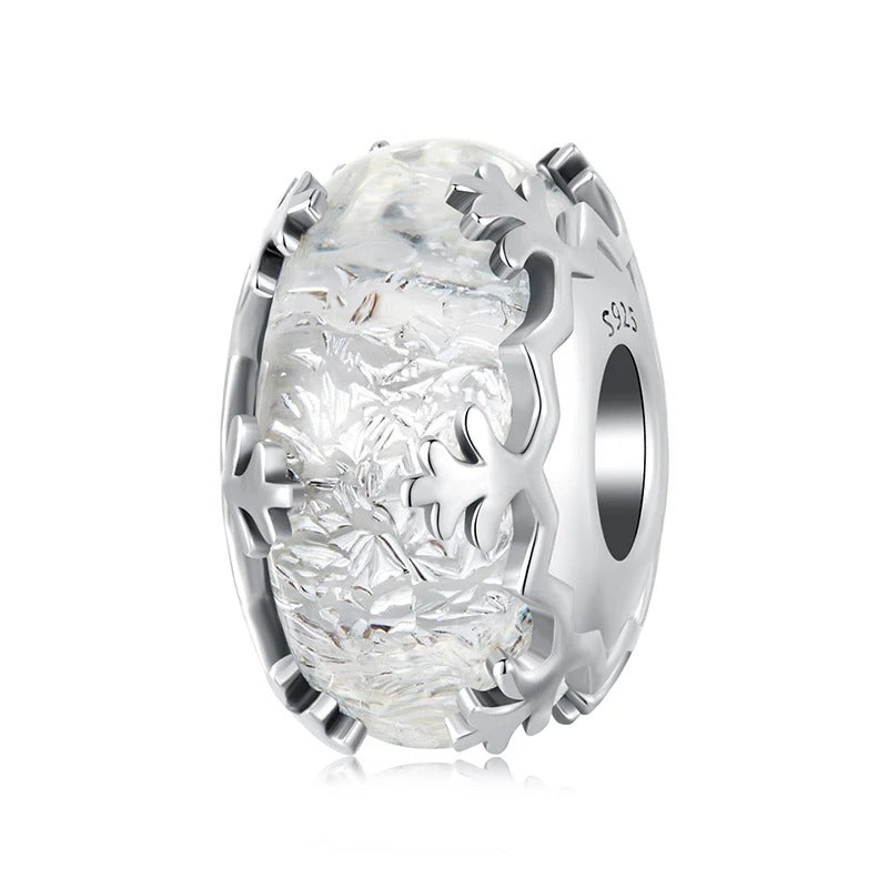 Sterling 925 Silver Icy crystal Murano bead Charm