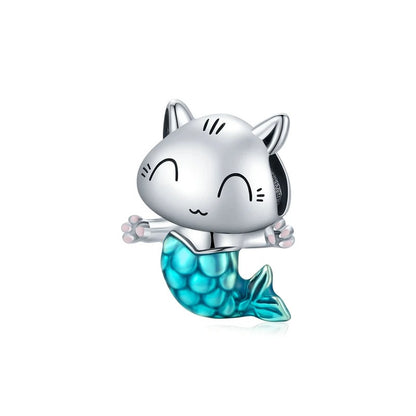 Sterling 925 Silver Mermaid Kitty charm