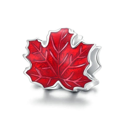 Sterling 925 silver Red Maple Leaf Charm