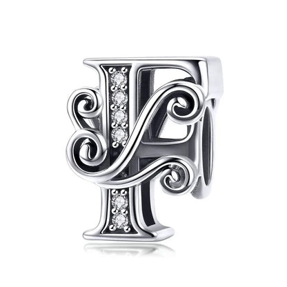 Sterling 925 Silver initials charm vintage Style