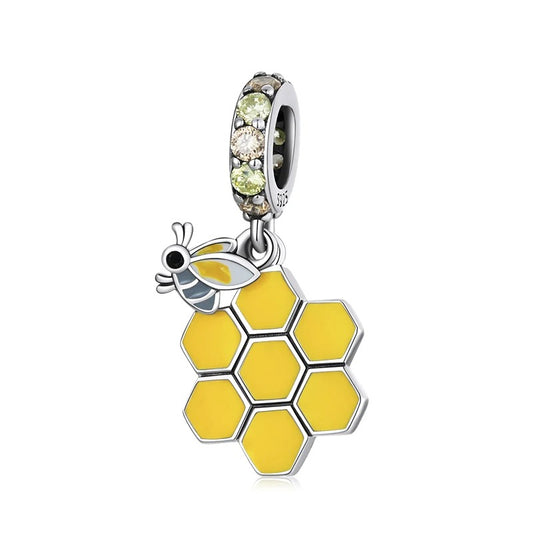 Sterling 925 Silver Honeycomb and Bee charm