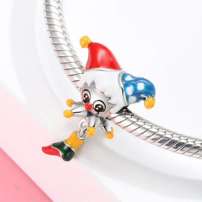 Sterling 925 silver Colorful Circus Clown Charm