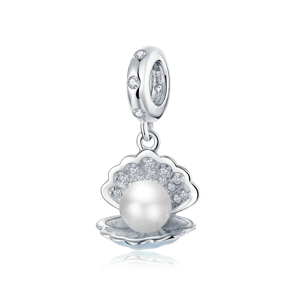 Sterling 925 Silver Pearl in Shell Charm